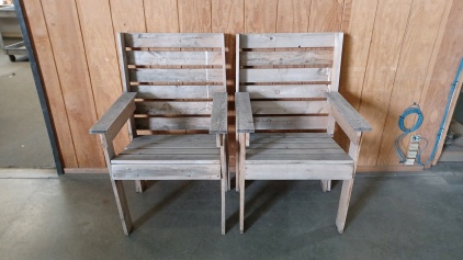 Pair of Wood Patio Chairs