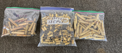 3 BAGS OF SPENT BRASS 7MM 357SIG AND MISC BRASS BAG; PLEASE INSPECT