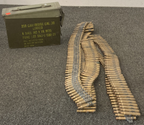 LIVE BLANKS (250 ROUNDS?), AMMO LOADING BELT, AND AMMO CASE; PLEASE INSEPCT