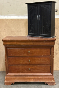 3-DRAWER WOOD STAND WITH BLACK CABINET; PLEASE INSPECT