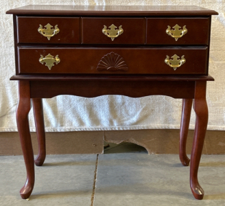 DARK WOOD SIDE/ENTRY TABLE WITH DRAWERS - 30&rdquo;x 16&rdquo;x 30&rdquo;; PLEASE INSPECT
