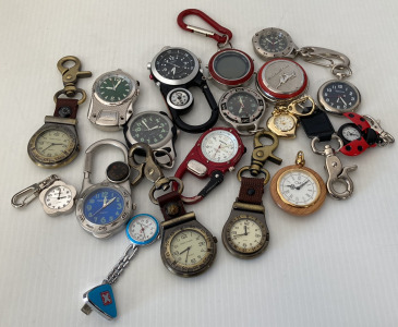 VARIOUS CLIP-ON WATCHES; PLEASE INSPECT