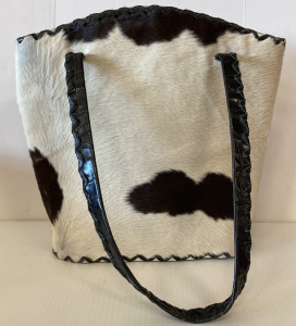 BEAUTIFUL CHAR COWHIDE AND LEATHER HANDBAG; PLEASE INSPECT
