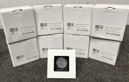 (8) COOPER LIGHTING WHITE W/ BLACK BAFFLE; PLEASE INSPECT