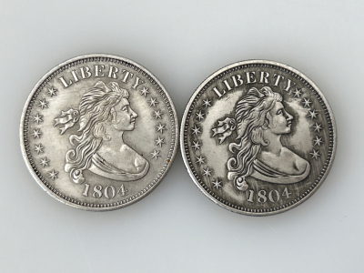 (2)- 1804 LIBERTY SILVER DOLLARS; PLEASE INSPECT
