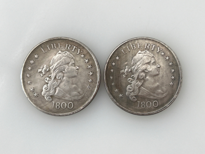 (2)- 1800 LIBERTY SILVER DOLLARS; PLEASE INSPECT