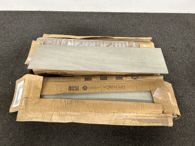 24 GRAY TONE PORCELAIN TILES (6&rdquo; x 24&rdquo; x 0.31&rdquo;) PLUS A TILE CUTTER!! PLEASE INSPECT