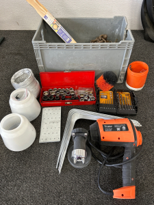 (WORKING) YOME PROFESSIONAL PAINT SPRAY GUN, SOCKETS, DRILL BIT, SHELF BRACKETS, TOW CHAIN AND MORE! PLEASE INSPECT