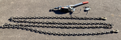 20' CHAIN WITH COME-ALONG; PLEASE INSPECT