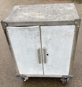 ROLLING METAL CHEST; PLEASE INSPECT