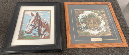 FRAMED PAINTING AND PRINT 14"X17" AND 15"X16" PLEASE INSPECT