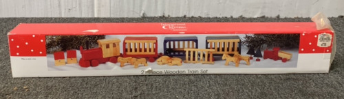 21 PIECE WOODEN TRAIN SET BY INTERNATIONAL CHRISTMAS/ INTERNATIONAL SILVER COMPANY; PLEASE INSPECT