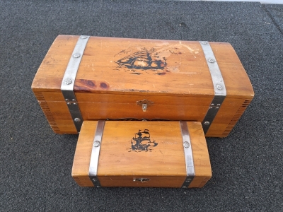 WOOD KEEPSAKE BOX SET; PLEASE INSPECT