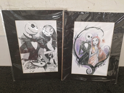 NIGHTMARE BEORE CHRISTMAS 'JACK SKELINGTON' AND 'SALLY WALL' ART; PLEASE INSPECT