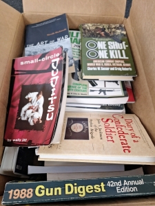 BOX OF BOOKS ON MARTIAL ARTS, SELF DEFENSE, ART OF WAR AND MORE; PLEASE INSPECT