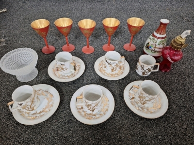 JAPANESE TEA SET WITH SMALL CHALICES; PLEASE INSPECT