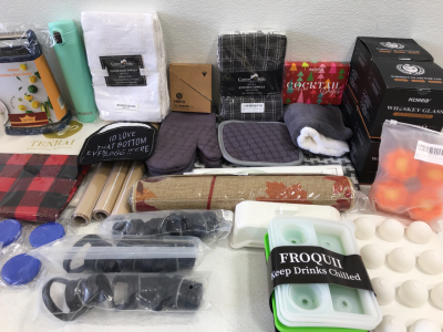 (4) 10oz Old Fashioned Whiskey Glass (1) 4 Sided Stainless Steel Grater (3) Champagne Color Cabinet Liner & Much More!!