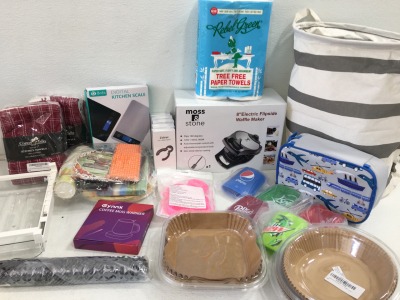 (3) 100pcs Air Fryer Liners (1) Moss & Stone 8&rdquo; Waffle Maker (1) Digital Kitchen Scale & Much More!!