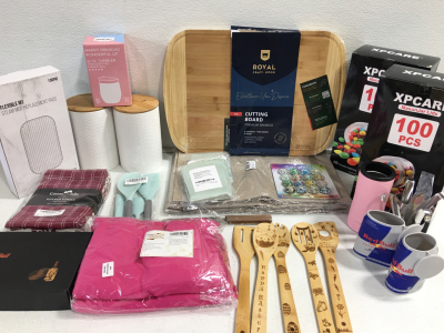 (1) 20&rdquo;x14&rdquo; XXL Royal Bamboo Cutting Board (2) XPCare 100pcs MasonJar Lids (1) 4pcs Silicone Baking Utensil Set & Much More!!