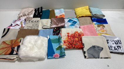 Assorted Pillow Covers: Various Sizes, Designs, and Fabrics