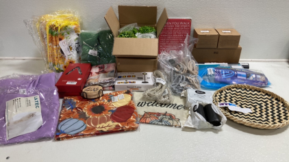 Scented Candles, Artificial Plants, Fall Decor, Lavendar Sheet Curtains, Bee Sinch Bag Party Favors, Prison Mike Sequin Pillow Covers, Curtain Tie-Backs, and more!