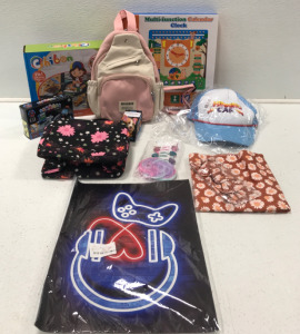 Backpack, Calender Clock, Play Mat, Legos, Hat, Lunchpale And More