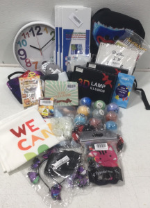 (1) Wall Clock (1) Lunchbag (2) 3D LED Lamp (2) Throw Pillow Covers (2) Wall Collage Kit (1) Uno Cards (1) Shark Mittens (3) Shirt Folding Board (3) &ldquo;Shhh I&rsquo;m Reading&rdquo; Signs (1) Poppy Backpack&hellip; and More