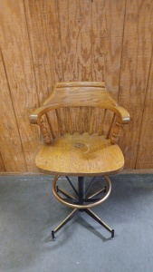 36" H Metal-Framed Wood Swivel Chair/Stool