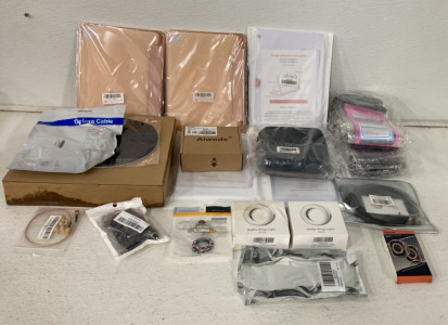(2) Selfie Ring Lights, (1) E26 to 2 Outlet Light Socket Adapter, (2) Pink Ipad Pro Cases, (1) Penom Protective Case For Watch And More