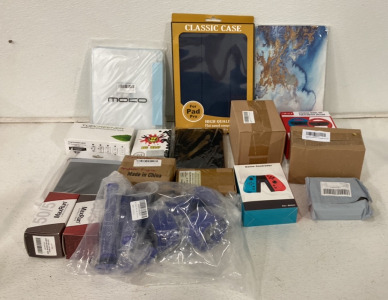 (1) Mimd Nintendo Steering Wheel Set, (1) Nintendo Switch Game Controller, (2) 50/5 Max Run Capacitors, (1) Ipad Pro Case And More