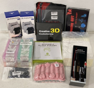 (2)Nexigo Ps5 Charging Station, (1) Glass Reusable Straws, (1) Magic Decanter, (1) Amazing Gift 3D Lamp, (1) Creative 3D Visualization Lamp And More