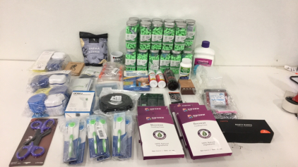 (23) Boxes Of (61) Lysian Soft Foam Ear Plugs (6) Gworm Beeswax Candles (12) Razoko Tongue Brushes (2) Pairs Of Trauma Shears (1) Set Of Level3 Booty Bands (1) Hobfu Non Contact Thermometer and More!!