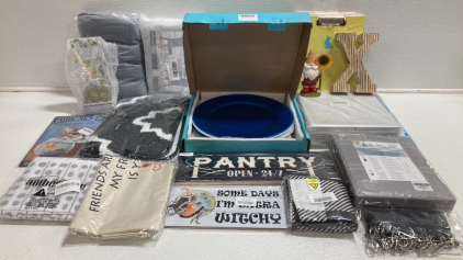 Royal Blue Charger Plates, Set of Clipboards, Gray Tablecloth, Pillow Covers, Bath Rug, Scented Oil, Chair Covers and more!