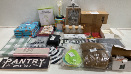 LED Solar Torch Light, Assorted Candles, String Lights, Beach Theme Table Covers, Pillow Covers, Deer Shaped Ring Holder and more!