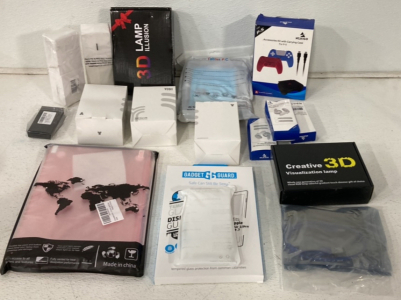 (1) Creative 3D Visualization Lamp, (1) 3D Lamp Illusion, (3) Nexigo Oculus Quest 2 Accessories Set, (3) Yosh Joy-Con Hand Grips And More