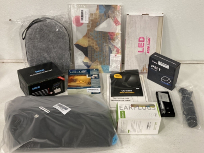 (1) LED Alien Pink Neon Light, (1) PBT Keypacks, (1) Kemford Calf Sleeve, (1) Progress Lighting Hide A Lite Undercabinet Lighting, (1) Protective Tablet Case And More