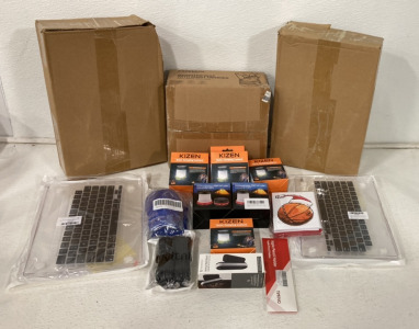 (4) Kizen Solar Camping Lanterns, (2) Rechargeable Pop-Up Led Camping Lights, (2) Macbook Keyboard Clear Case, (1) Apple Pencil Holder And More