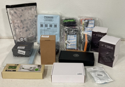 (3) Universal Waterproof Phone Pouches, (1) Reehut Weights With Velcro, (2) Toba Bike Petal Adapters, (3) Moko Sky Blue Ipad Pro Case And More