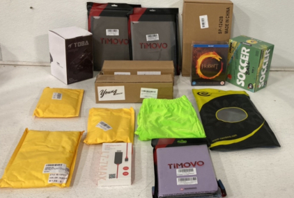 (2) Neon Bright Women&rsquo;s Biking Shorts, (2) Timovo Black Ipad Pro 11 Case, (1) Blu-Ray The Hobbit Trilogy, (1) Ukoon Soccer Ball