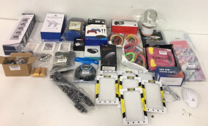 (1) USB Heated Eye Sleeping Mask (2) Bags Of 3D Printer Fillament (1) PlayStation 5 Accessories Kit With Carry Case (1) String Of (100) LED Lights (2) Only Fire BBQ Grill Ignitor Switches and Much More!!