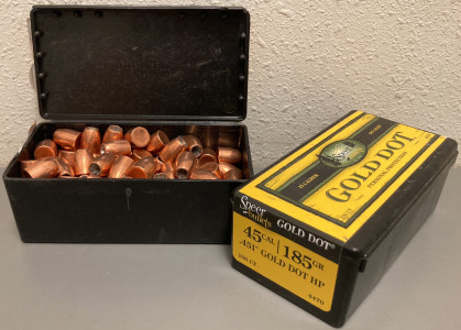 (200) CT. SPEER GOLD DOT 45 CAL. 185 GR HP BULLETS