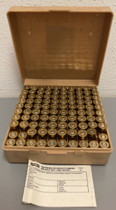 (87) RNDS. R-P 44 REM MAG AMMO IN CASE WITH (13) SPENT SHELLCASES