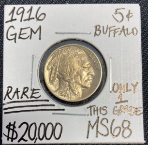 1916 MS68 RARE Gem Buffalo Nickel