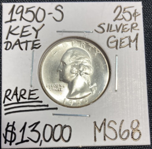 1950-S MS68 RARE Key Date Silver Gem Quarter