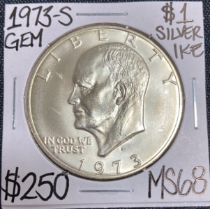 1973-S MS68 Silver Gem Ike Dollar