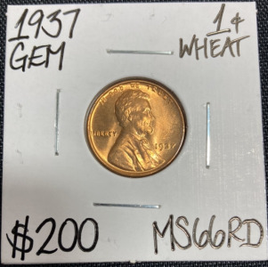 1937 MS66RD Red Gem Wheat Copper Penny