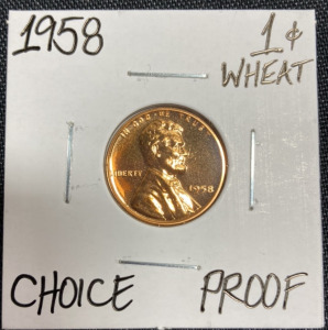 1958 Choice Proof Wheat Copper Penny