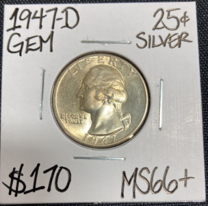 1947-D MS66+ Gem Silver Quarter