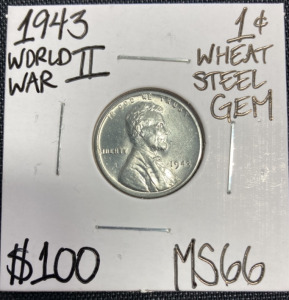1943 MS66 World War II Gem Steel Penny