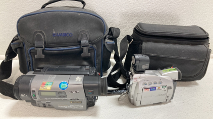 (1) Sony Handycam and Bag, (1) Canon Camcorder and Bag
